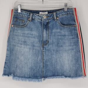 Dance & Marvel Frayed Hem Denim Mini Skirt Light Blue Women’s Size Large